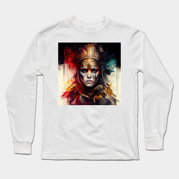 Powerful Warrior Woman #4 Long Sleeve T-Shirt by Chromatic Fusion Studio